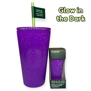 Starbucks Tumbler + Keychain 2024 Fall Halloween Pleated Glow in Dark 16oz Cup